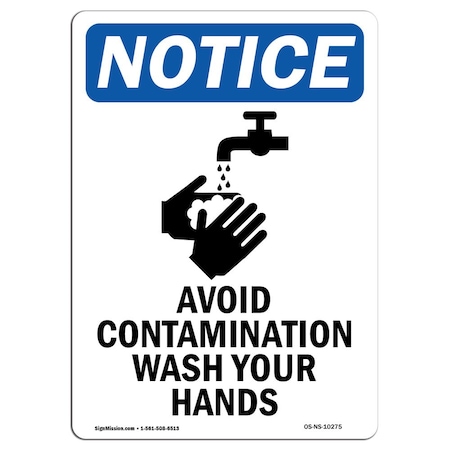 OSHA Notice Sign, Avoid Contamination With Symbol, 14in X 10in Decal